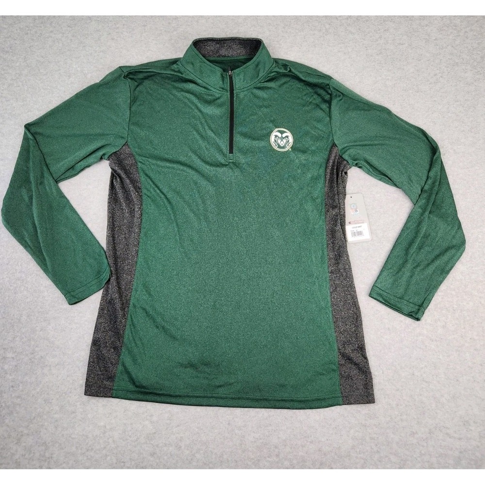 Colosseum‎ Men's Green Colorado State Rams Logo Quarter-Zip Pullover Size Large
